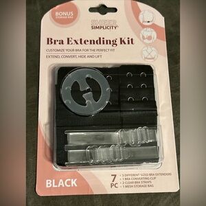 Sheer Simplicity Bra Extending Kit 7pc Black Extension, Convertible Clip Straps